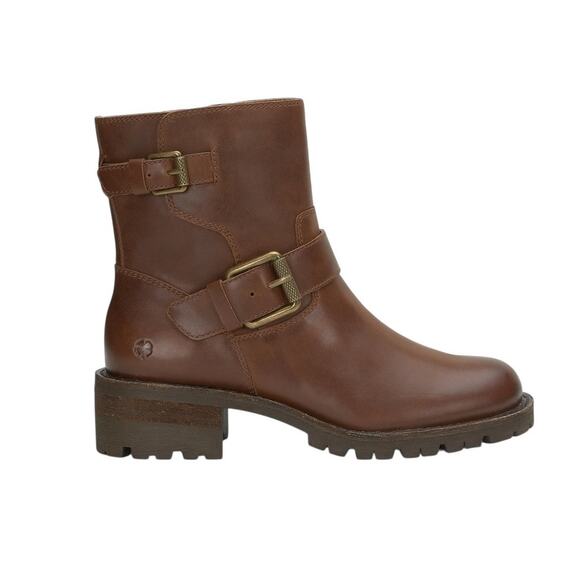 New! Lucky Brand Taini Moto Leather Biker Buckle Strap Combat Bootie - Size 6.5 - Picture 1 of 15